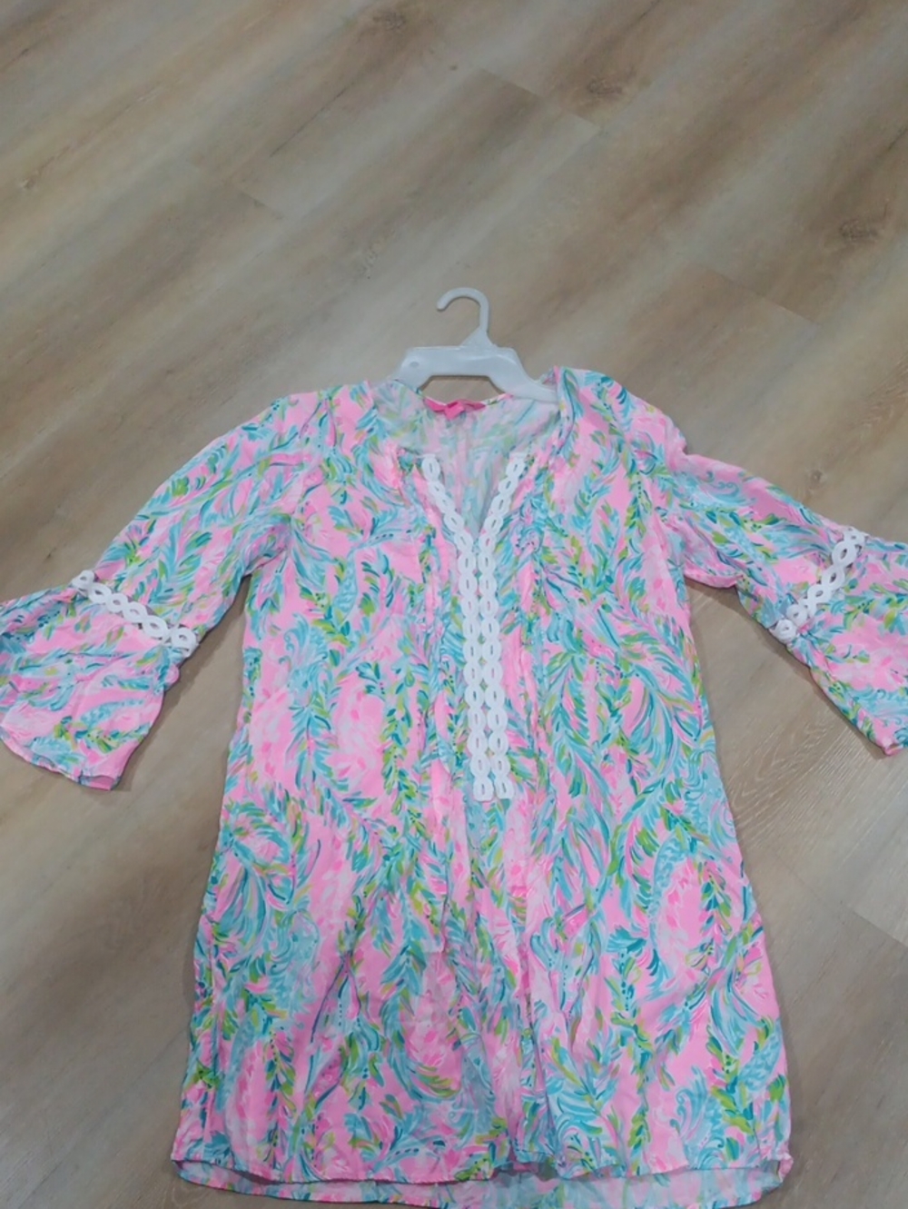 Lilly Pulitzer Pink Multicolor Floral Tunic with Lace Trim